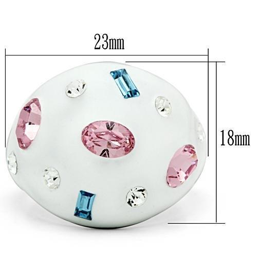 TK512 - High polished (no plating) Stainless Steel Ring with Top Grade Crystal in Multi Color