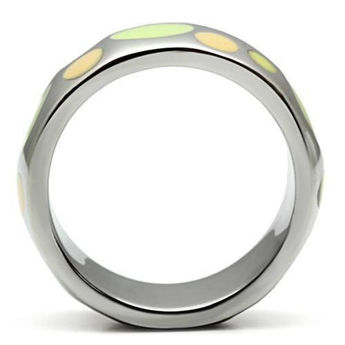 TK513 - High polished (no plating) Stainless Steel Ring with Epoxy in Multi Color