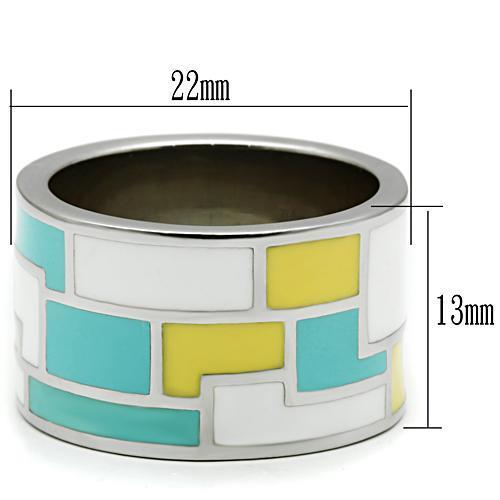 TK514 - High polished (no plating) Stainless Steel Ring with Epoxy in Multi Color