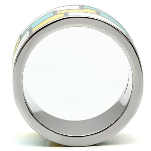 TK514 - High polished (no plating) Stainless Steel Ring with Epoxy in Multi Color