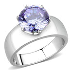 TK52006 - High polished (no plating) Stainless Steel Ring with AAA Grade CZ in Light Amethyst