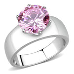 TK52010 - High polished (no plating) Stainless Steel Ring with AAA Grade CZ in Rose