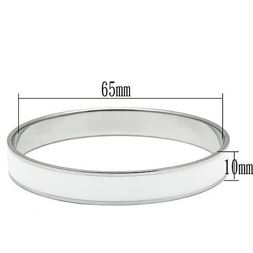 TK536 - High polished (no plating) Stainless Steel Bangle with Epoxy in White
