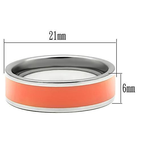 TK544 - High polished (no plating) Stainless Steel Ring with Epoxy in Orange