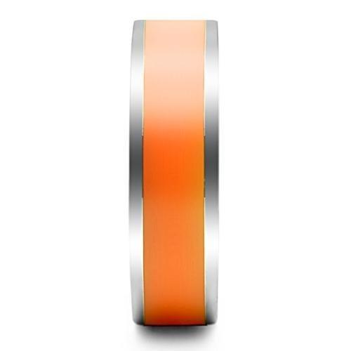 TK544 - High polished (no plating) Stainless Steel Ring with Epoxy in Orange