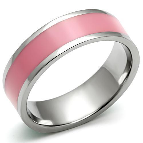 TK545 - High polished (no plating) Stainless Steel Ring with Epoxy in Rose