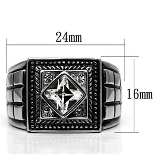 TK589 - High polished (no plating) Stainless Steel Ring with Top Grade Crystal in Clear