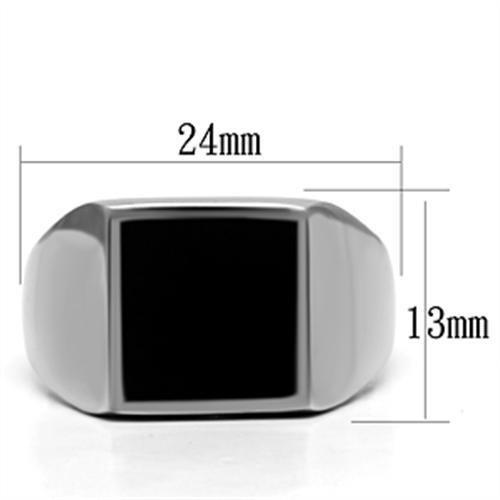 TK594 - High polished (no plating) Stainless Steel Ring with Epoxy in Jet