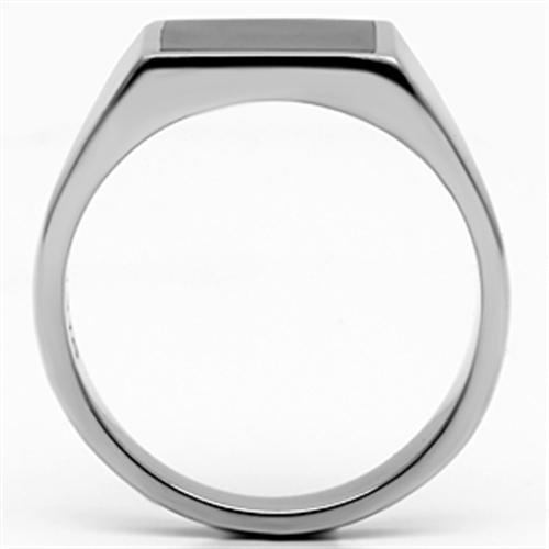 TK594 - High polished (no plating) Stainless Steel Ring with Epoxy in Jet