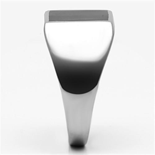 TK594 - High polished (no plating) Stainless Steel Ring with Epoxy in Jet