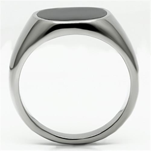 TK595 - High polished (no plating) Stainless Steel Ring with Epoxy in Jet