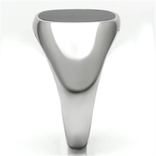 TK595 - High polished (no plating) Stainless Steel Ring with Epoxy in Jet