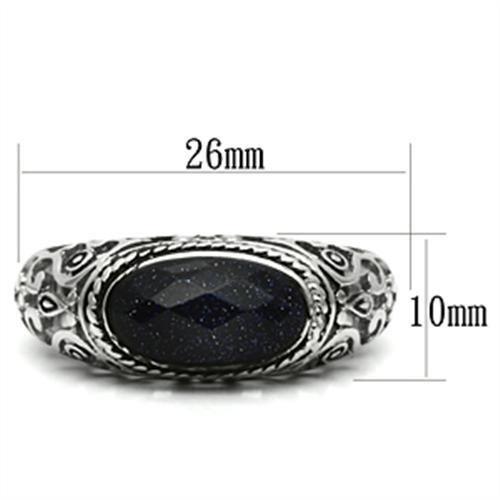 TK599 - High polished (no plating) Stainless Steel Ring with Blue Sand in Montana