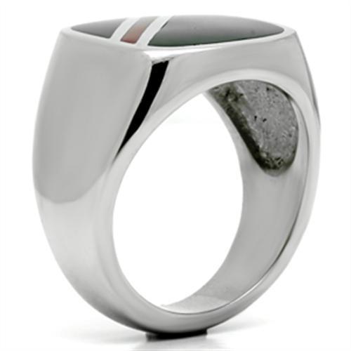 TK602 - High polished (no plating) Stainless Steel Ring with Epoxy in Multi Color