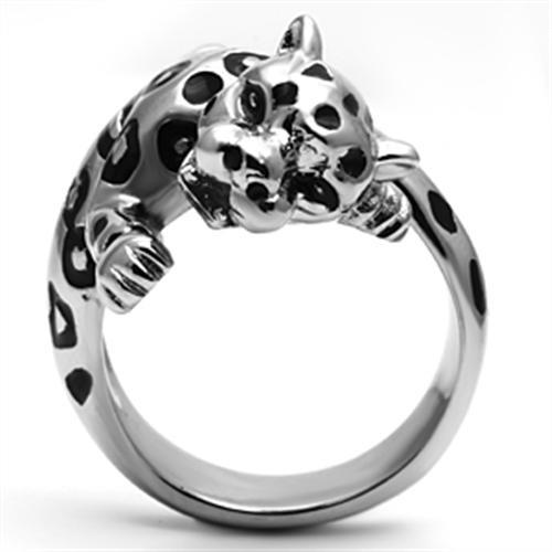 TK609 - High polished (no plating) Stainless Steel Ring with Top Grade Crystal in Clear