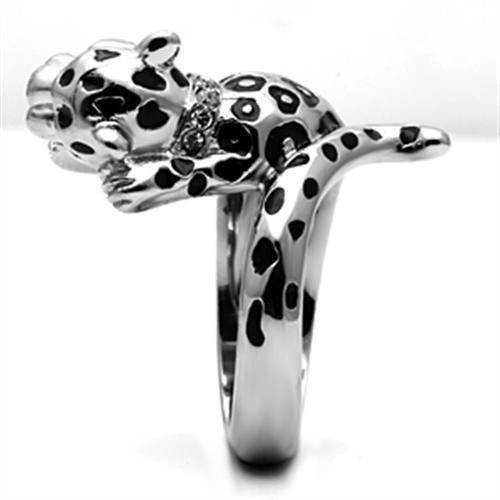 TK609 - High polished (no plating) Stainless Steel Ring with Top Grade Crystal in Clear