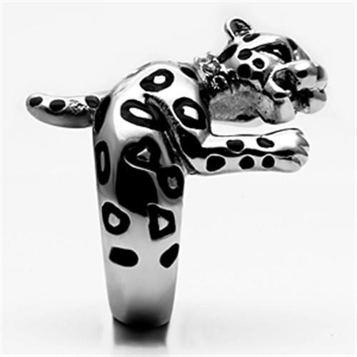 TK609 - High polished (no plating) Stainless Steel Ring with Top Grade Crystal in Clear