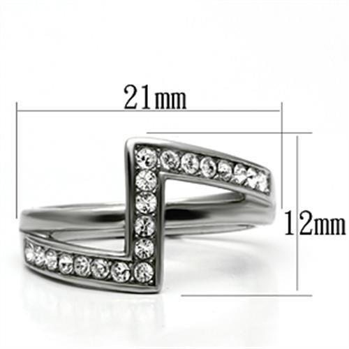 TK624 - High polished (no plating) Stainless Steel Ring with Top Grade Crystal in Clear