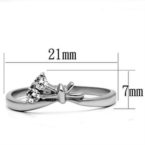 TK627 - High polished (no plating) Stainless Steel Ring with AAA Grade CZ in Clear
