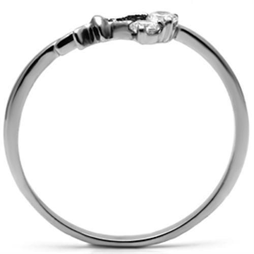 TK627 - High polished (no plating) Stainless Steel Ring with AAA Grade CZ in Clear
