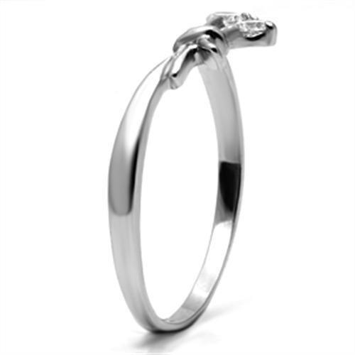 TK627 - High polished (no plating) Stainless Steel Ring with AAA Grade CZ in Clear
