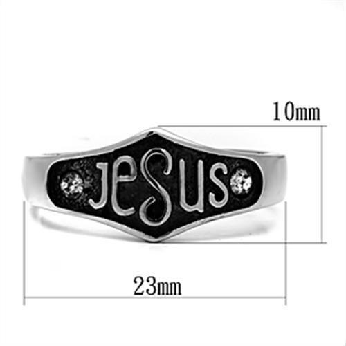 TK631 - High polished (no plating) Stainless Steel Ring with Top Grade Crystal in Clear
