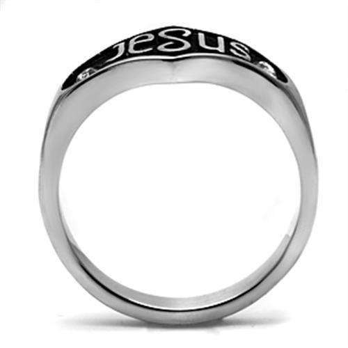 TK631 - High polished (no plating) Stainless Steel Ring with Top Grade Crystal in Clear