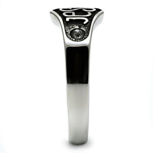 TK631 - High polished (no plating) Stainless Steel Ring with Top Grade Crystal in Clear
