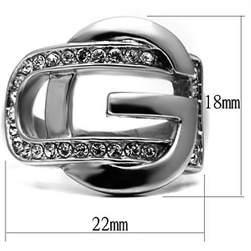 TK634 - High polished (no plating) Stainless Steel Ring with Top Grade Crystal in Clear