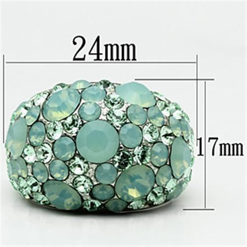 TK641 - High polished (no plating) Stainless Steel Ring with Top Grade Crystal in Multi Color