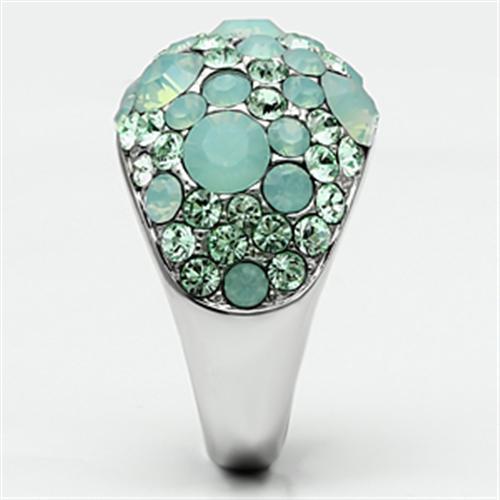 TK641 - High polished (no plating) Stainless Steel Ring with Top Grade Crystal in Multi Color