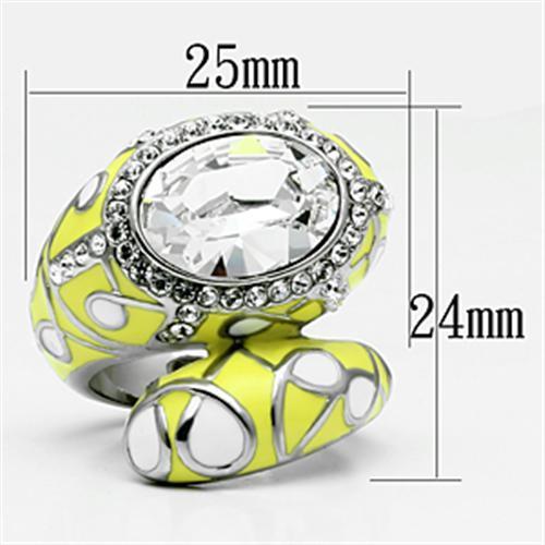 TK643 - High polished (no plating) Stainless Steel Ring with Top Grade Crystal in Clear
