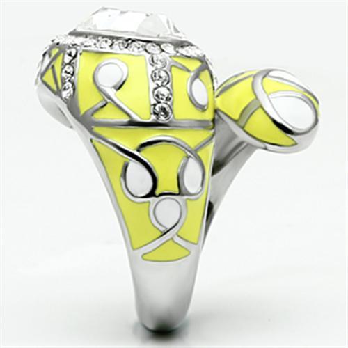 TK643 - High polished (no plating) Stainless Steel Ring with Top Grade Crystal in Clear