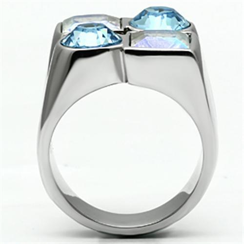 TK645 - High polished (no plating) Stainless Steel Ring with Top Grade Crystal in Multi Color