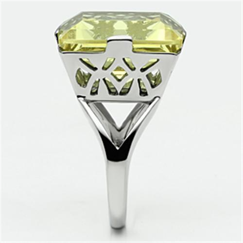 TK649 - High polished (no plating) Stainless Steel Ring with Top Grade Crystal in Citrine Yellow