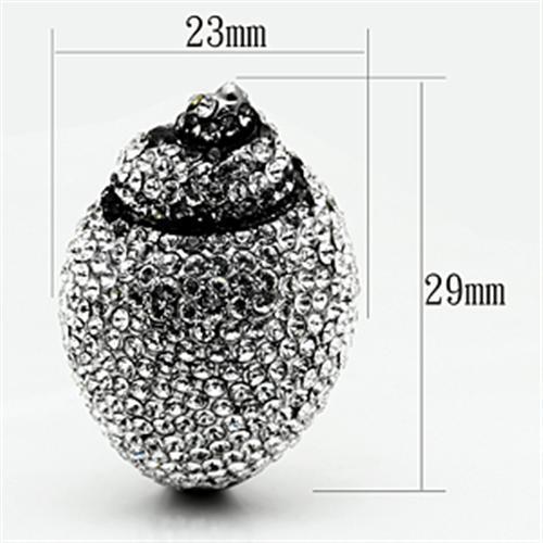 TK661 - High polished (no plating) Stainless Steel Ring with Top Grade Crystal in Clear