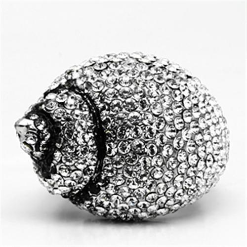 TK661 - High polished (no plating) Stainless Steel Ring with Top Grade Crystal in Clear
