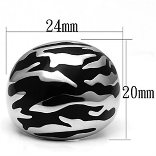 TK672 - High polished (no plating) Stainless Steel Ring with Epoxy in Jet