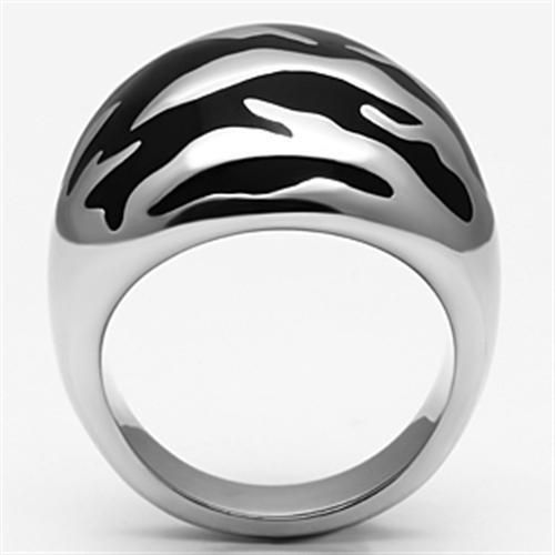 TK672 - High polished (no plating) Stainless Steel Ring with Epoxy in Jet