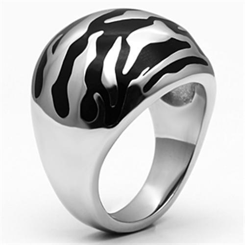 TK672 - High polished (no plating) Stainless Steel Ring with Epoxy in Jet
