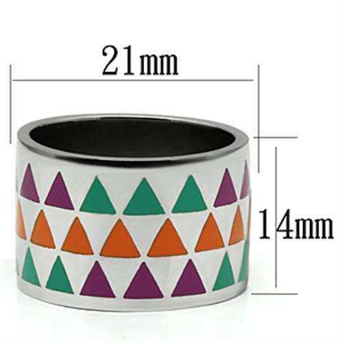 TK675 - High polished (no plating) Stainless Steel Ring with Epoxy in Multi Color