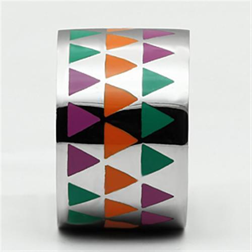 TK675 - High polished (no plating) Stainless Steel Ring with Epoxy in Multi Color