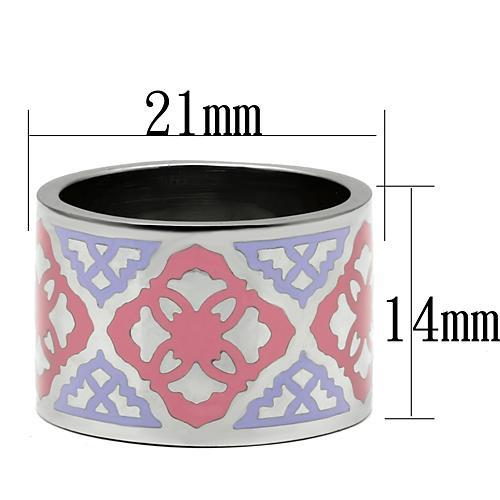 TK676 - High polished (no plating) Stainless Steel Ring with Epoxy in Multi Color