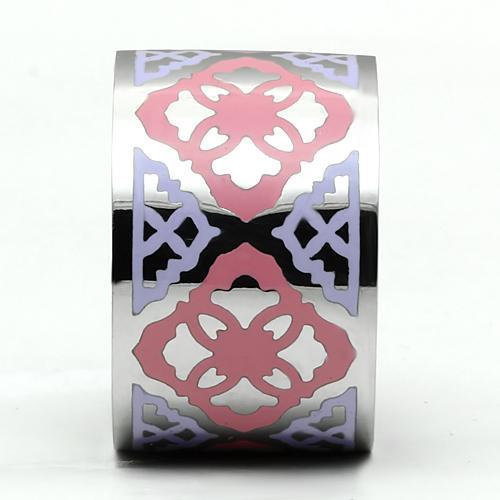 TK676 - High polished (no plating) Stainless Steel Ring with Epoxy in Multi Color