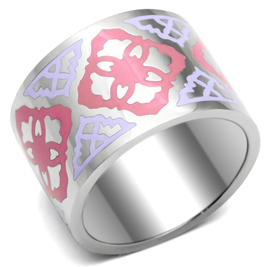 TK676 - High polished (no plating) Stainless Steel Ring with Epoxy in Multi Color