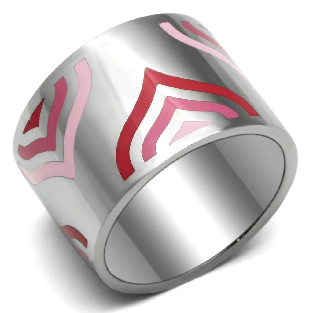TK678 - High polished (no plating) Stainless Steel Ring with Epoxy in Multi Color