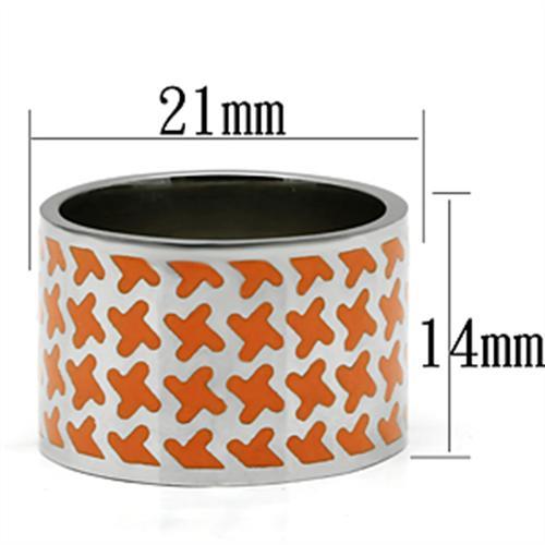 TK679 - High polished (no plating) Stainless Steel Ring with Epoxy in Orange