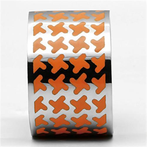 TK679 - High polished (no plating) Stainless Steel Ring with Epoxy in Orange