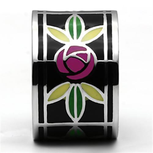 TK683 - High polished (no plating) Stainless Steel Ring with Epoxy in Multi Color