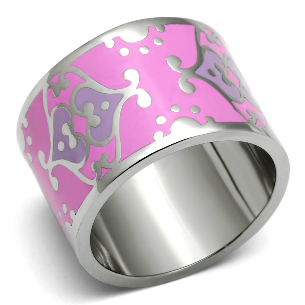 TK685 - High polished (no plating) Stainless Steel Ring with Epoxy in Multi Color